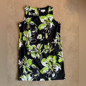 Studio I Black Dress with Green and White Floral Design